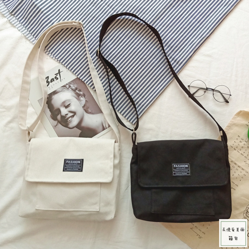 2020新款日系原宿学生帆布包学院风百搭斜挎包ulzzang少女单肩包