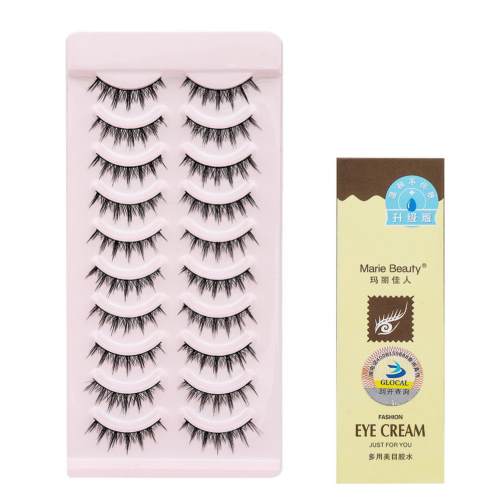 睫美莱假睫毛自然妆素颜小恶魔十对装送胶水 镊子 包邮