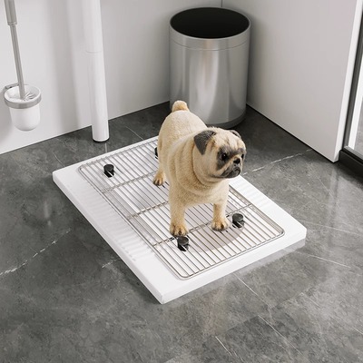 狗狗蹲坑盖板厕所专用辅助器网架不锈钢冲水狗厕所铁架防踩屎挡板
