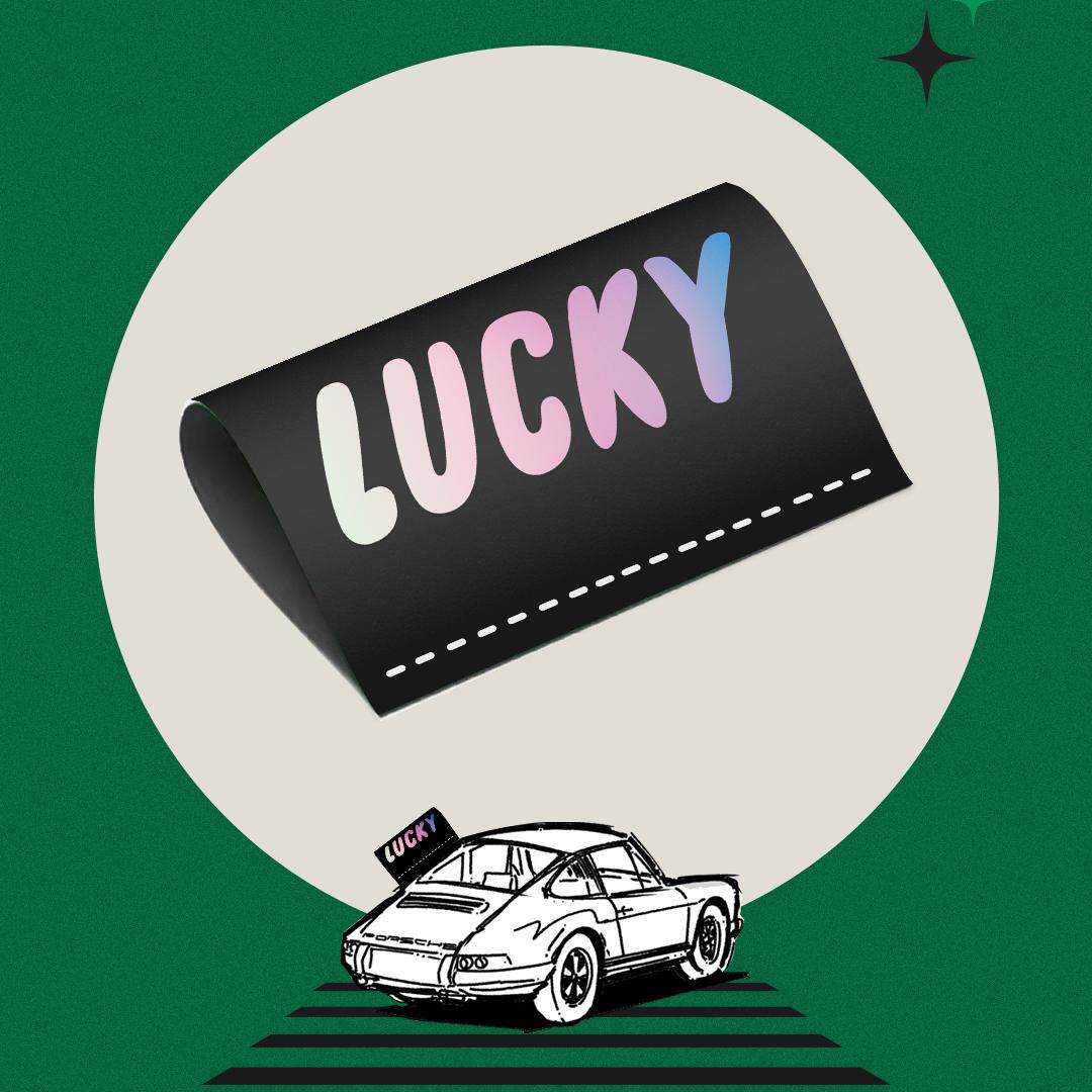 lucky发财好运水洗标车尾车贴图片