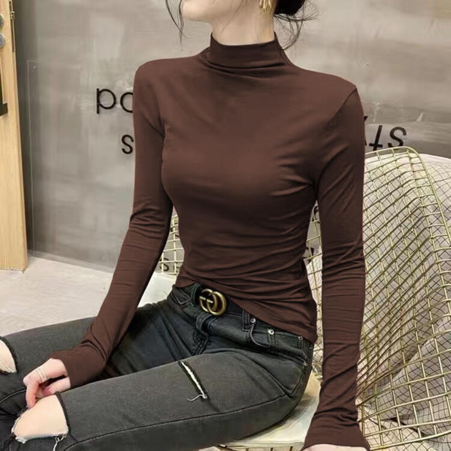 半高领纯色打底衫女装秋冬2025
