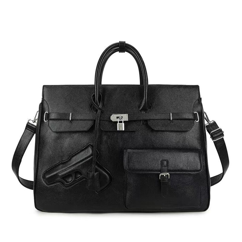 欧美时尚男女手提包大容量铂金包真皮质感通勤单肩斜挎休闲旅行包