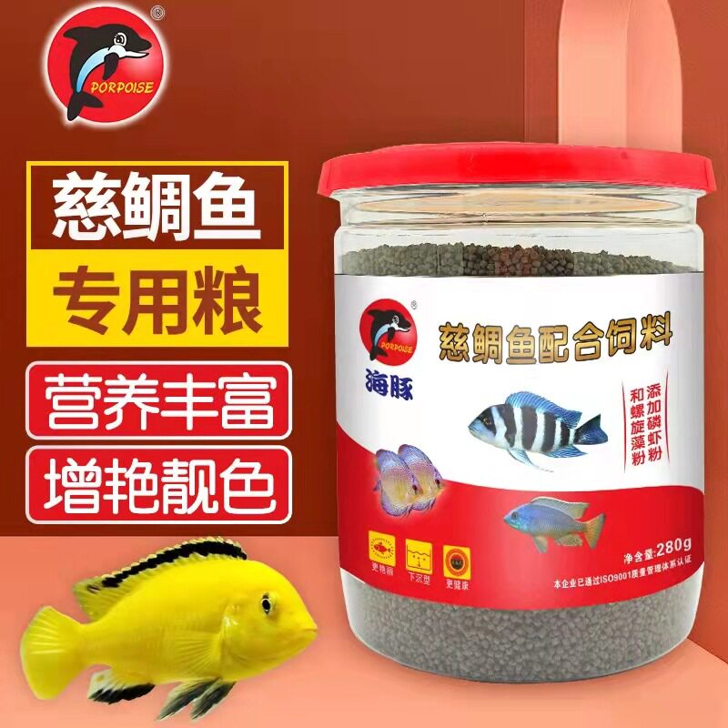 海豚三湖鱼饲料慈鲷下沉热带鱼小型鱼颗粒坦鲷马鲷科六间鱼食短鲷