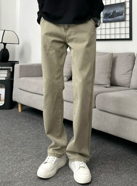 春夏新款美式高街Cleanfit窄版直筒裤男女腰头调节双股纱牛仔裤潮