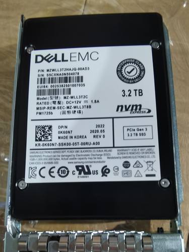 Dell  EMC. 三星3.2T   U2  NVME  0K60N7  MZWLL3T2HJQ  PM1725B