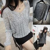 镂空2025针织衫 女装 V领薄款 宽松显瘦镂空薄款 女 薄毛衣尾货