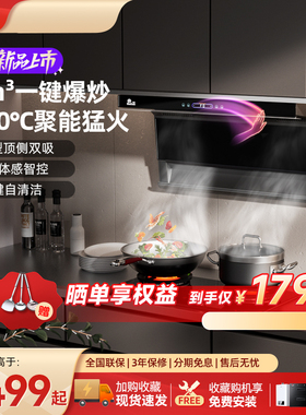 红日抽油烟机家用厨房大吸力7字型新款吸油机顶侧双吸烟灶套装29H