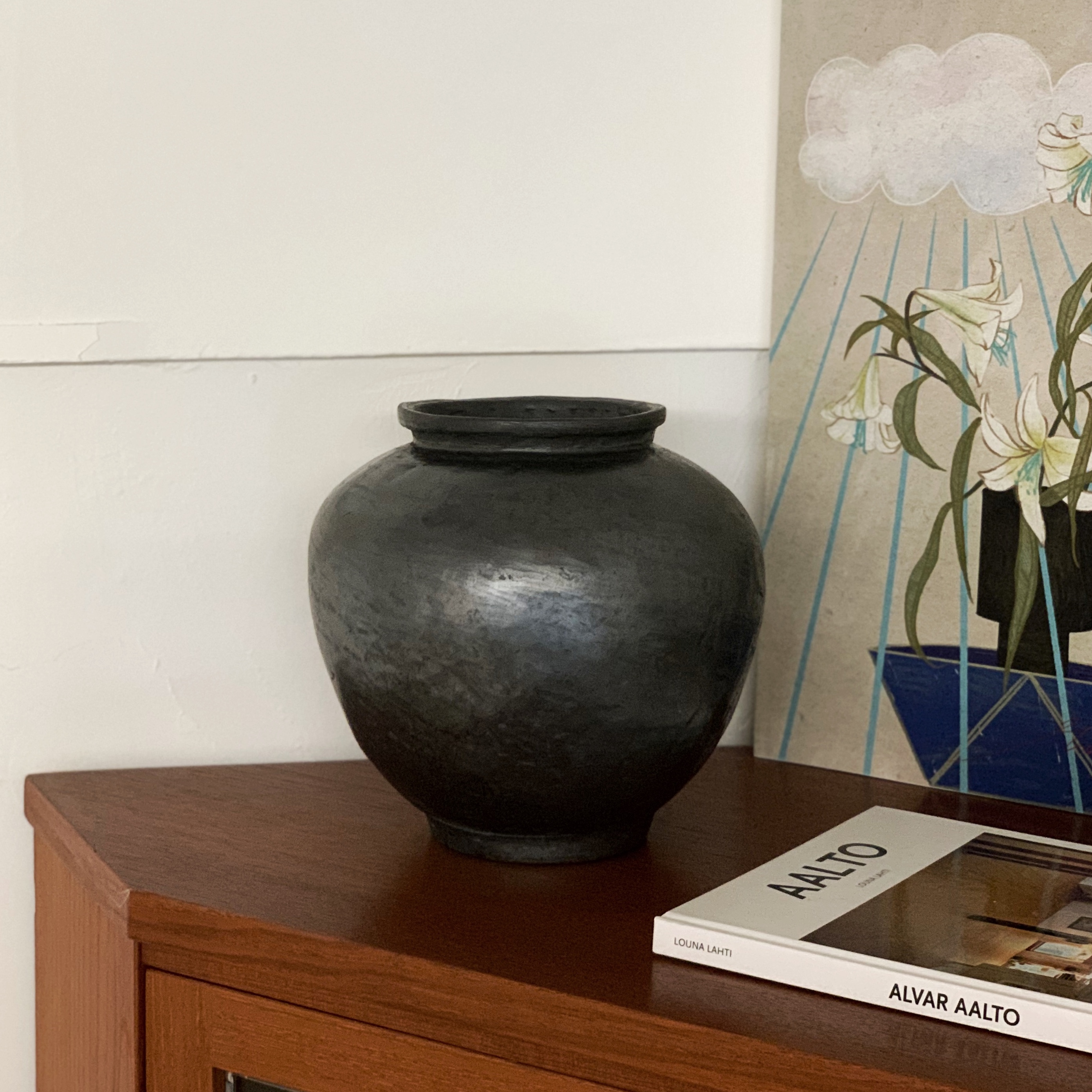 paseo|现货 藏区黑陶花瓶大花器陶罐插花装饰手工制摆件禅意礼物