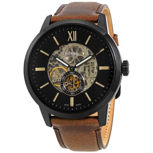 Fossil Townsman自动机械黑色镂空表盘男士手表ME3155