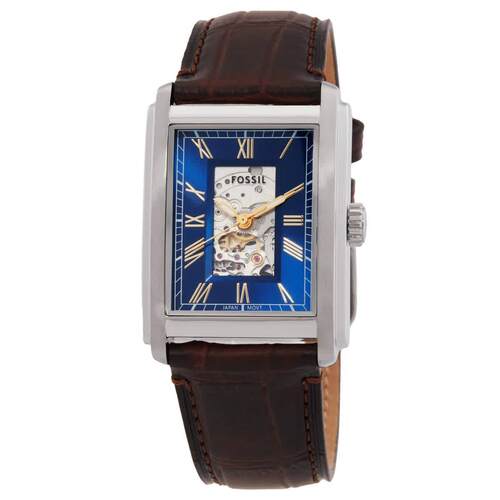 Fossil Carraway自动机械蓝色表盘中性手表ME3273