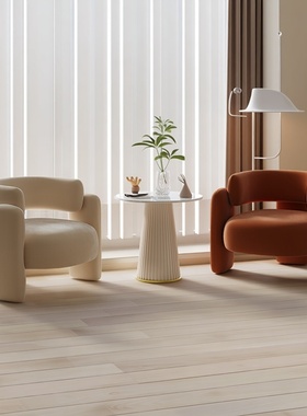 奶油单人沙发椅阳台网红轻奢单椅茶几组合美容院休息区接待洽谈椅