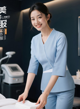 优雅职业美容师工作服两件套