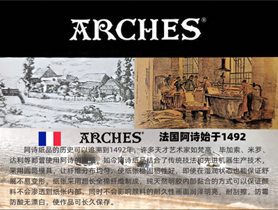 法国进口ARCHES阿诗水彩纸56x76cm粗中粗细纹4K100%全棉300g640g