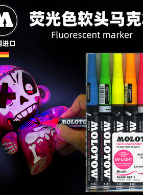 进口德国MOLOTOW魔乐涂GRAFX UV荧光马克笔 六色可选1mm 软头