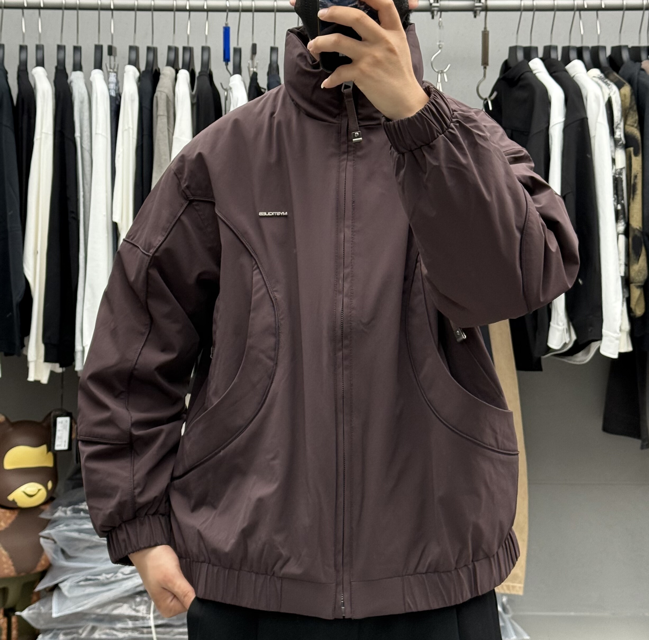 單目冬季男户外拼接立领轻薄款羽绒服美式复古宽松保暖工装冲锋衣