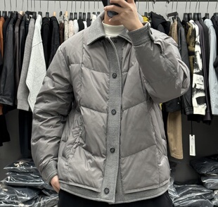高级感拼接翻领轻薄款羽绒服男冬季时尚休闲加厚保暖90白鸭绒外套