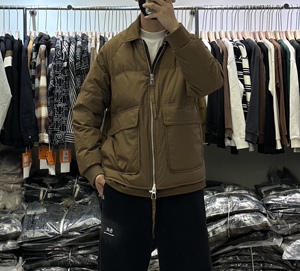 狄品冬季新款男高端假两件拼接翻领羽绒服韩版修身保暖白鸭绒外套