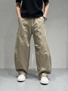 设计感剪裁阔腿弯刀裤 男春季 潮 直筒裤 城市户外机能露营风休闲工装