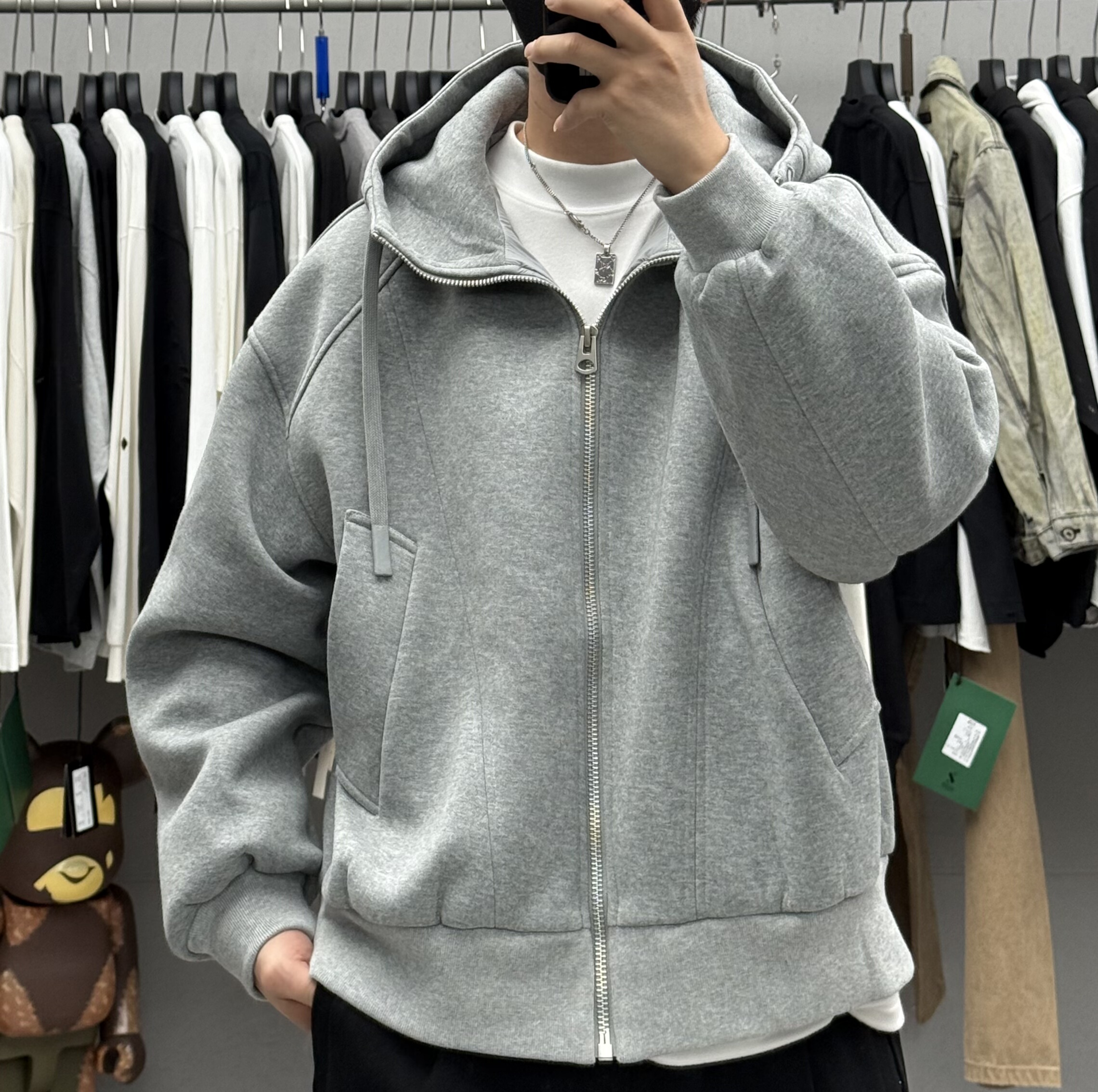 韩系轻奢极简90白鸭绒连帽羽绒服男冬季户外加厚保暖宽松短款外套