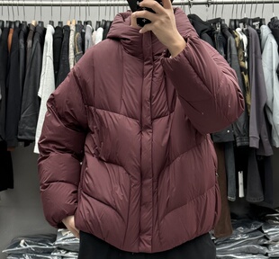 户外高充绒轻量化连帽短款羽绒服男冬季纯色保暖情侣面包服外套潮