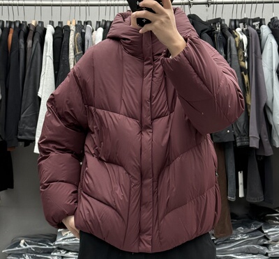 户外高充绒轻量化连帽短款羽绒服男冬季纯色保暖情侣面包服外套潮