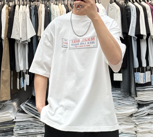 NIR夏季男高级感简约字母印花圆领短袖T恤美式纯棉宽松痞帅半袖潮