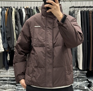 美式复古加厚立领短款羽绒服男冬季保暖百搭合身90鸭绒面包服外套