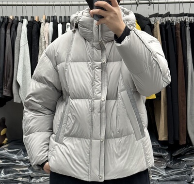 日系高端衔缝辑格连帽羽绒服男冬季加厚保暖防寒轻便面包服外套潮