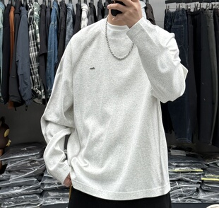 BY3春季新款潮牌重磅洗水晕染拼接长袖T恤男时尚个性百搭圆领卫衣