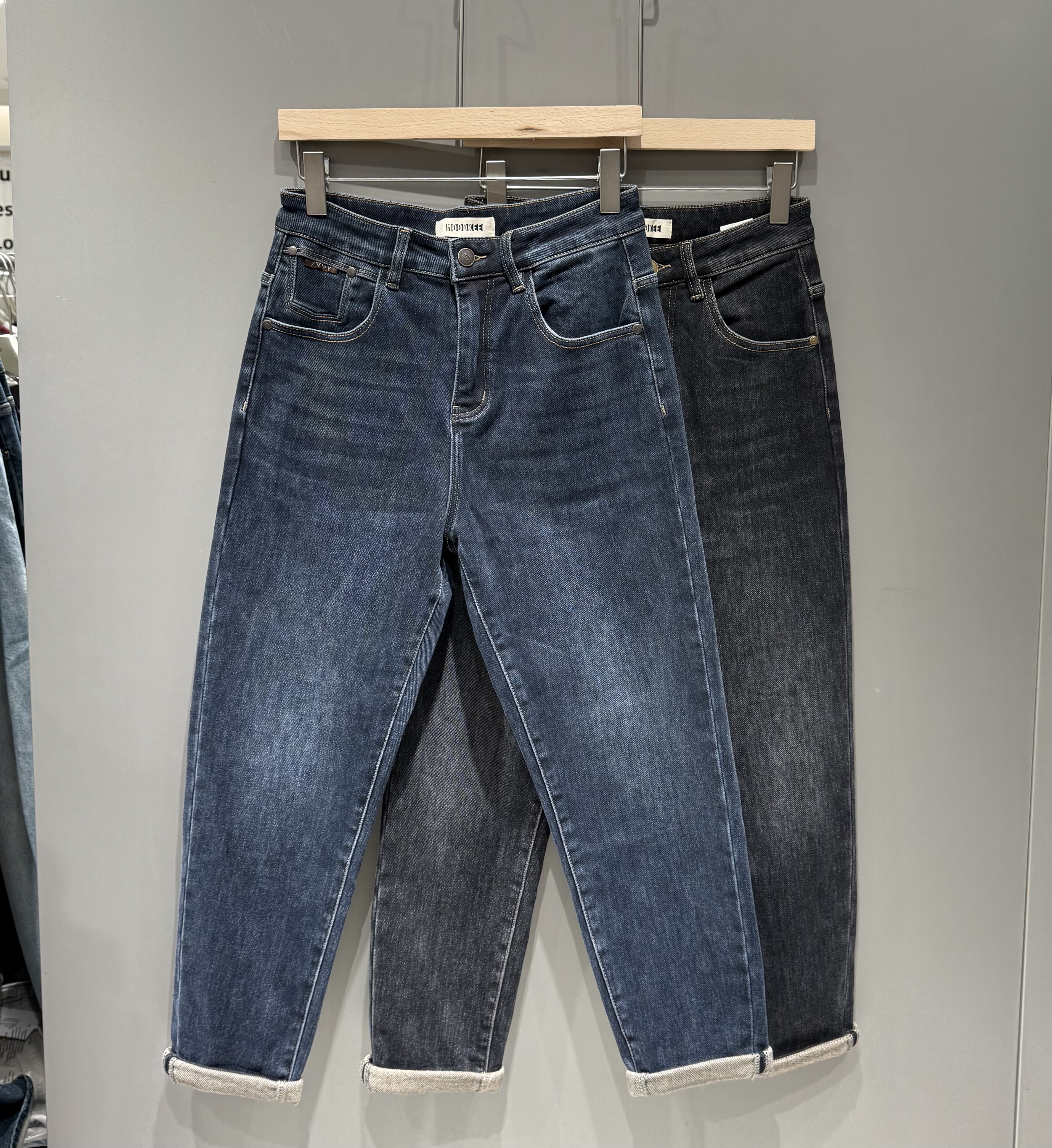 漠柯秋冬高端加厚抓绒弹力牛仔裤男时尚青年百搭修身显瘦小脚裤潮