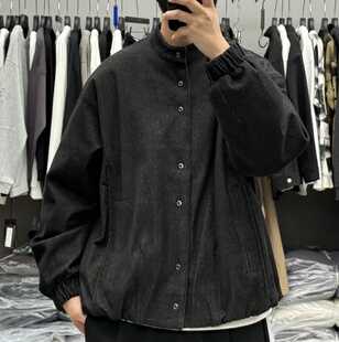 美式复古老钱风立领短款牛仔羽绒服男冬季宽松保暖90白鸭绒外套潮