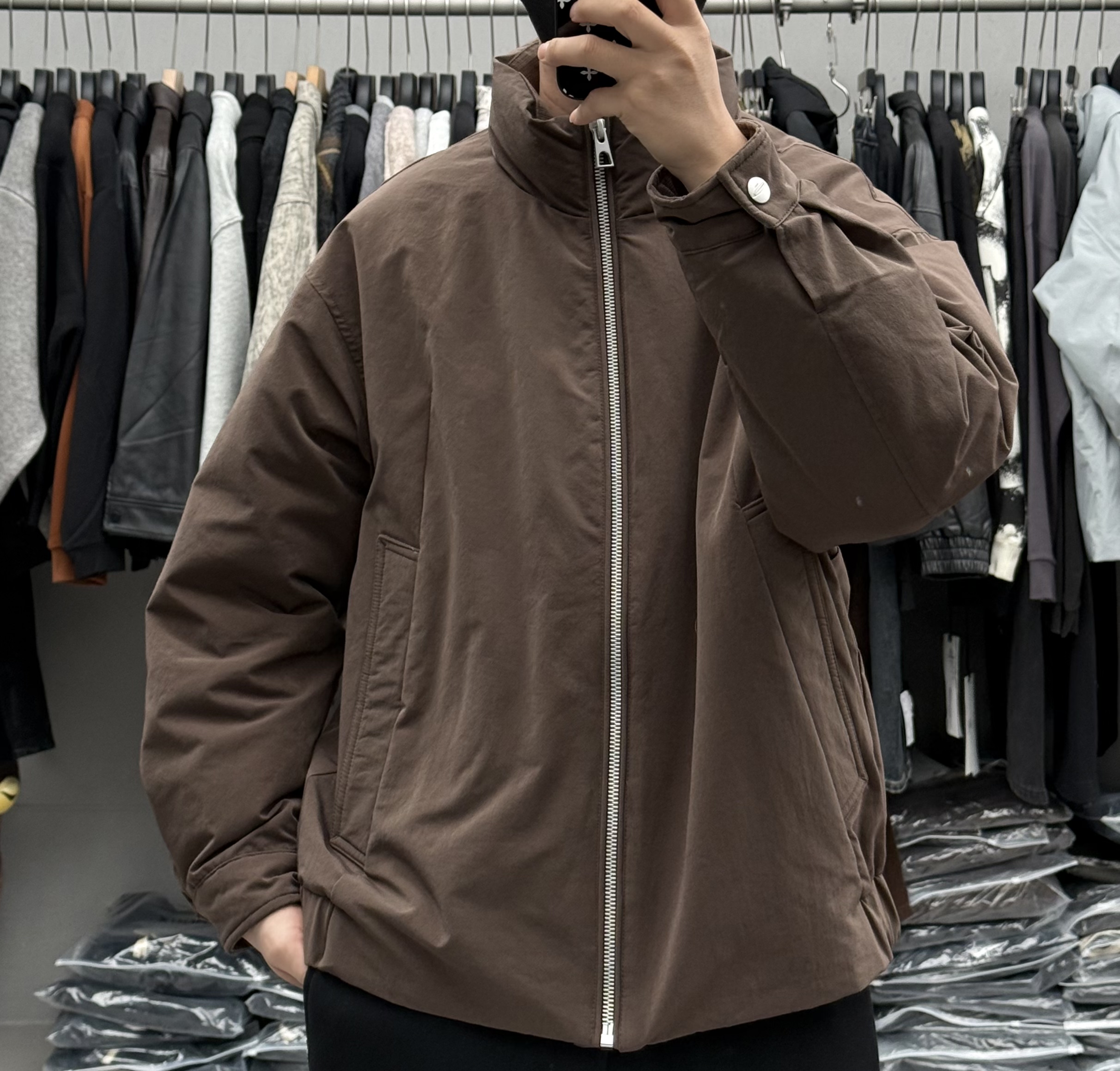 日系复古轻奢极简立领短款羽绒服男冬季户外休闲保暖90白鸭绒外套