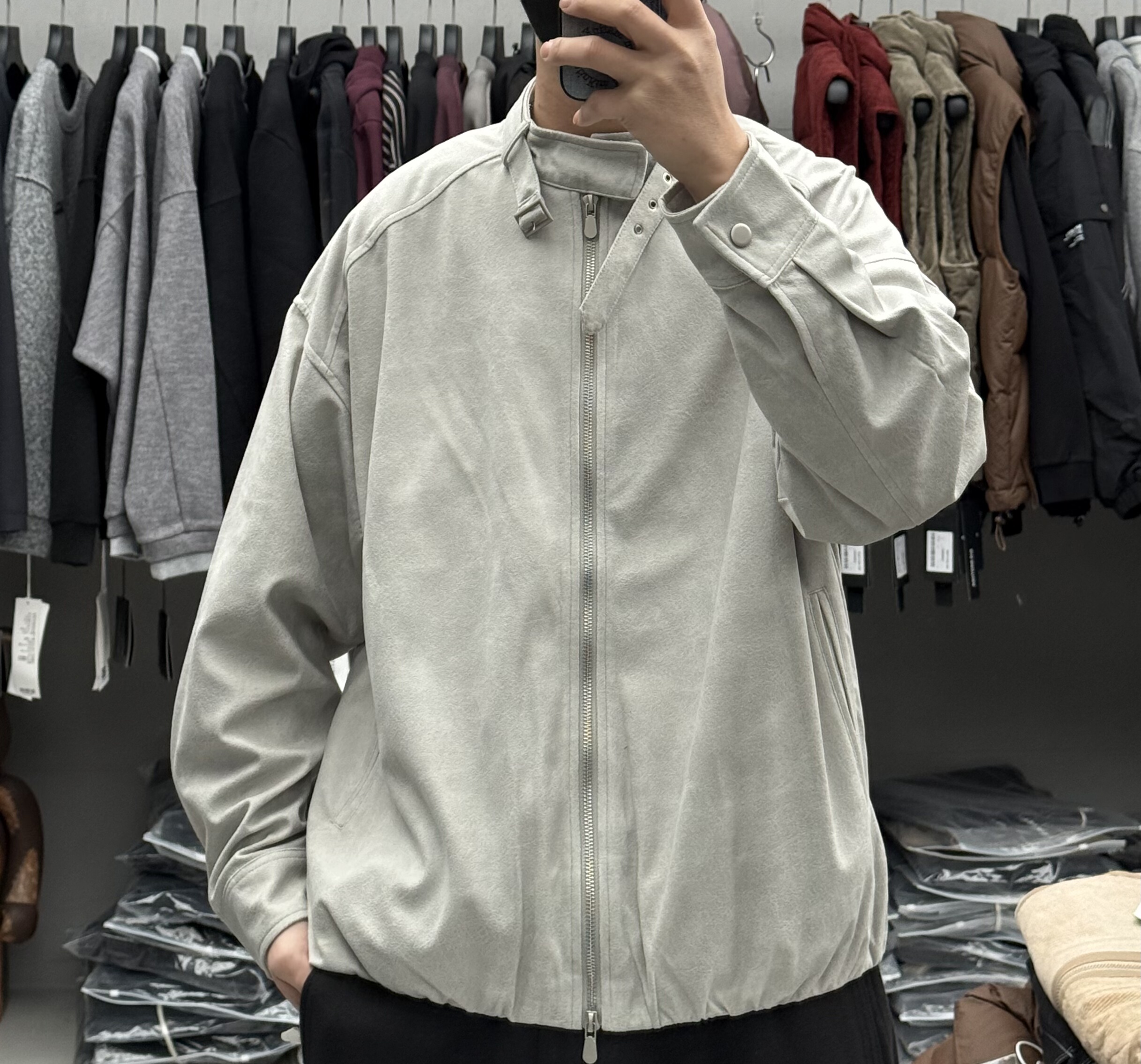 美式复古高品质麂皮绒立领短款夹克男春季休闲百搭宽松机车服外套,男装,夹克,淘宝优惠券,粉丝福利购,淘宝优惠卷