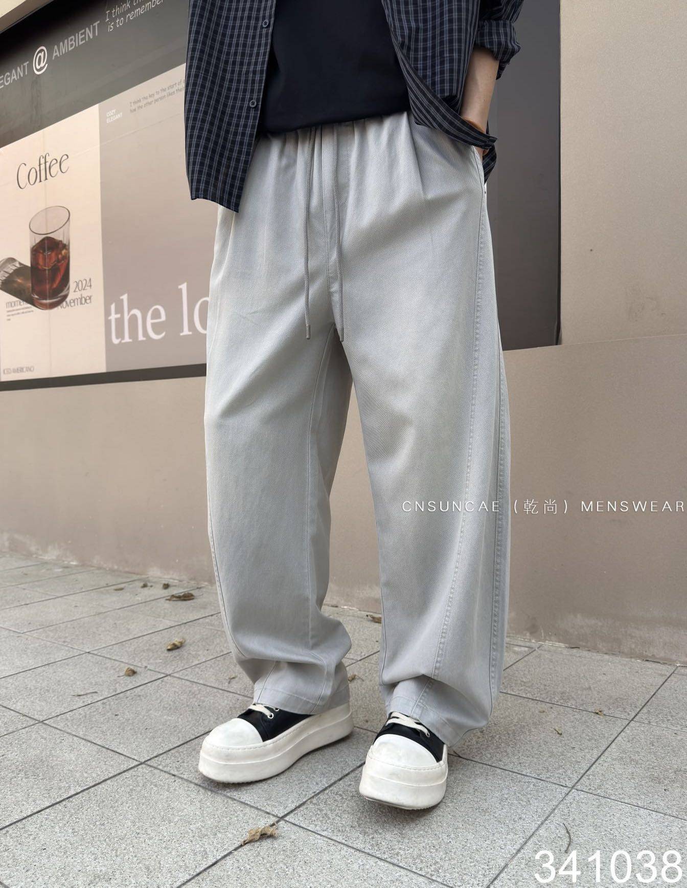 乾尚春季男复古水洗拼接做旧垂感亲肤直筒休闲裤美式宽松阔腿长裤,男装,休闲裤,淘宝优惠券,粉丝福利购,淘宝优惠卷