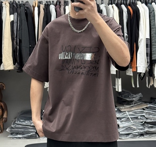 潮牌重磅纯棉字母印花圆领短袖T恤男夏季美式高克重宽松痞帅半袖t