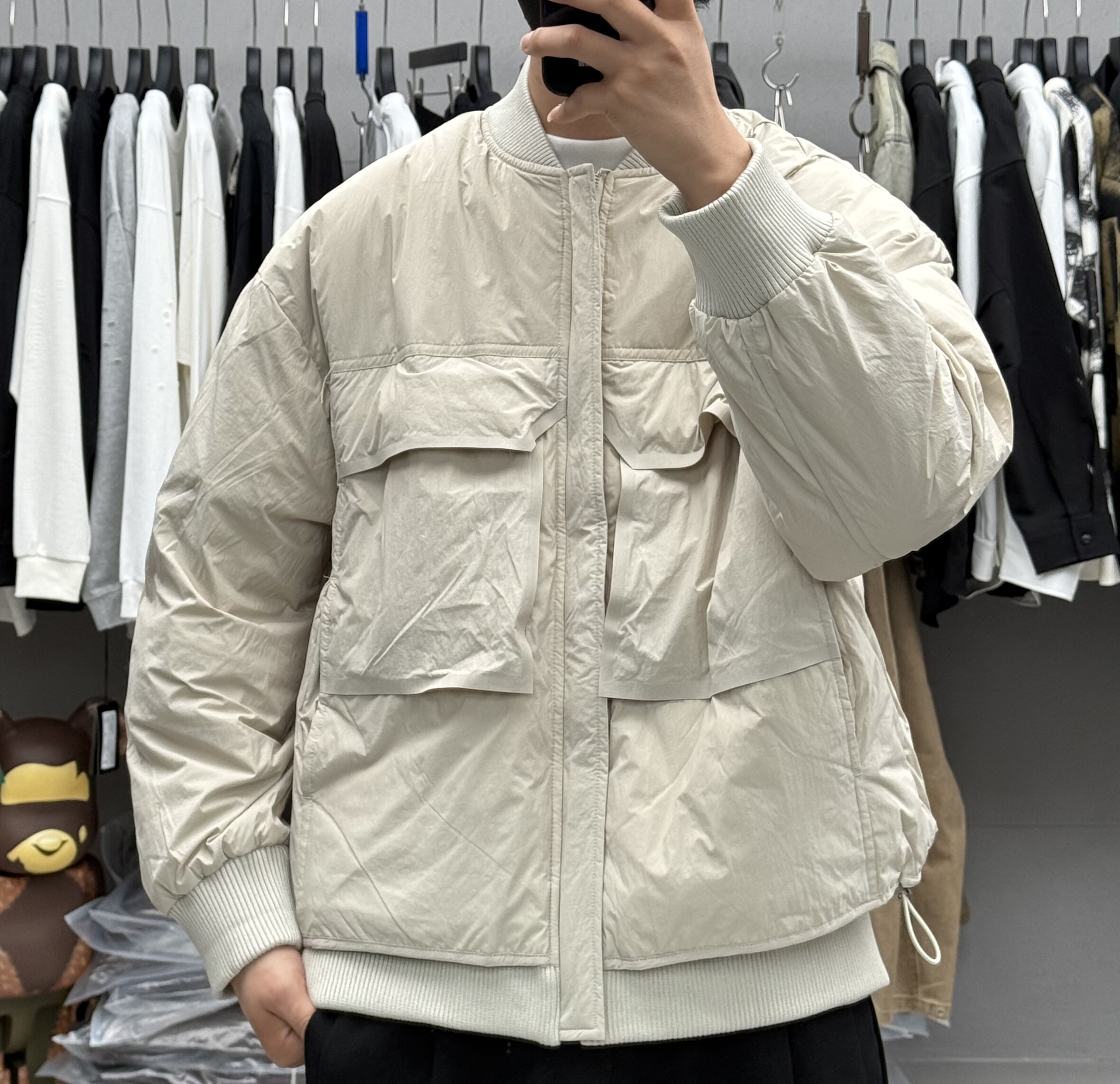 高级感复古大口袋工装棒球领短款羽绒服男冬季日系宽松保暖外套潮
