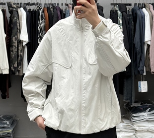 百搭宽松通勤外套潮 立领外套男春季 美式 复古机能解构拼接廓形工装