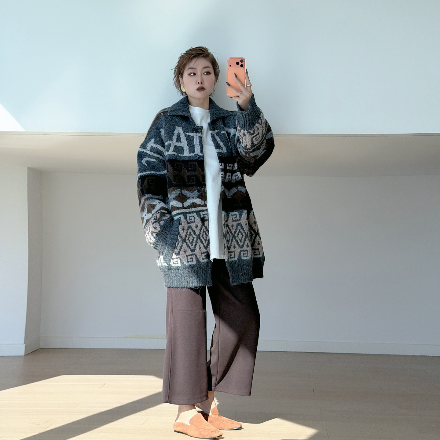 2026秋冬大码女装宽松慵懒大毛衣外套潮套装200斤胖mm休闲糯米裤