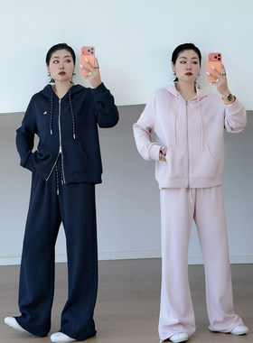 大码女装胖mm韩系卫衣阔腿裤套装