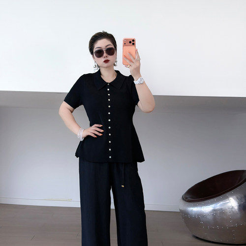 大码女装胖mm正肩短袖t恤衫