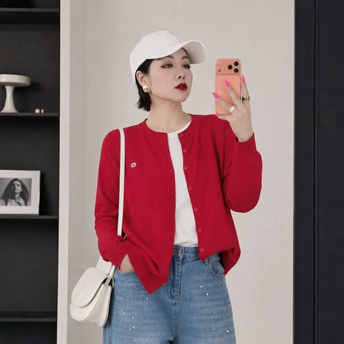 大码女装胖mm百搭显瘦针织开衫