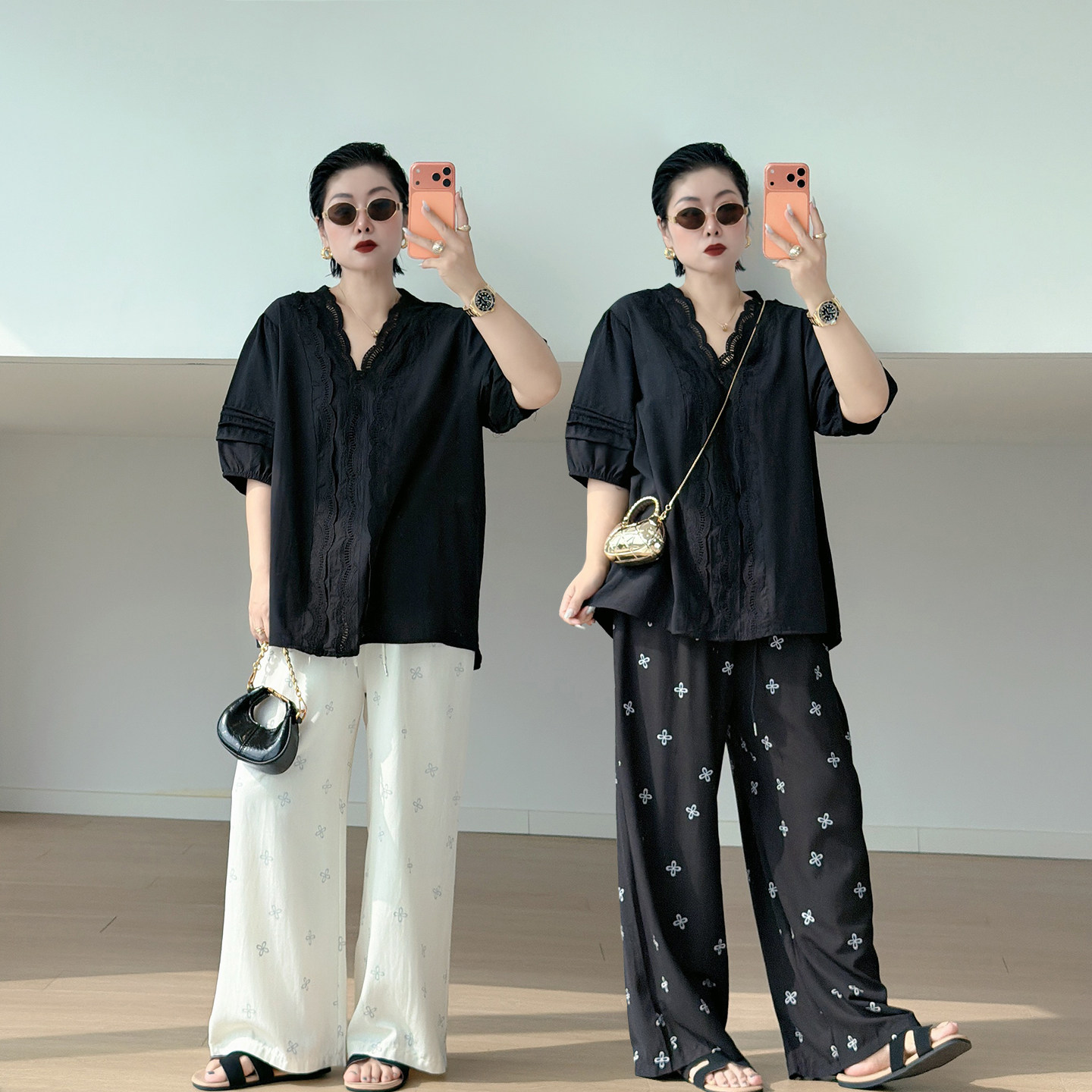 大码女装胖mm气质通勤两件套图片