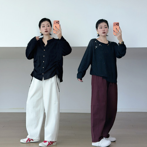 大码女装胖mm休闲风弯刀牛仔裤