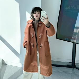 美拉德大码女装夹棉呢子大衣200斤胖MM小个子秋冬高级感毛呢外套