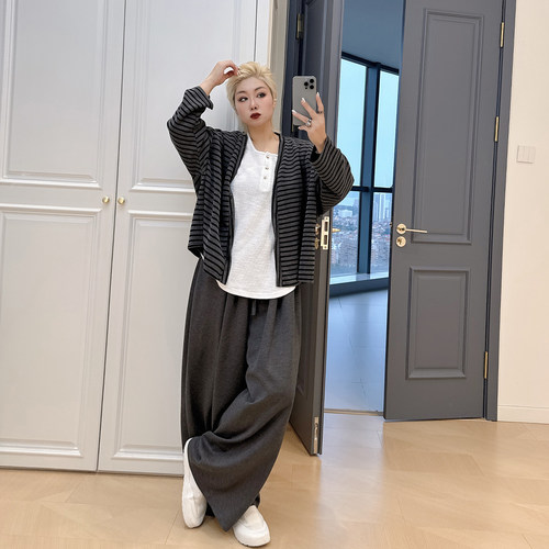 大码女装胖mm慵懒风穿搭三件套