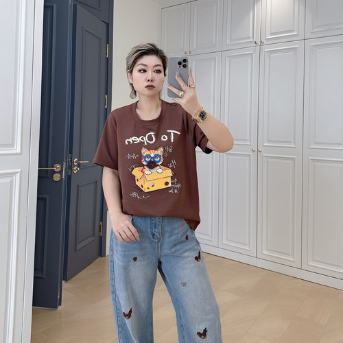 大码女装胖mm百搭减龄t恤衫