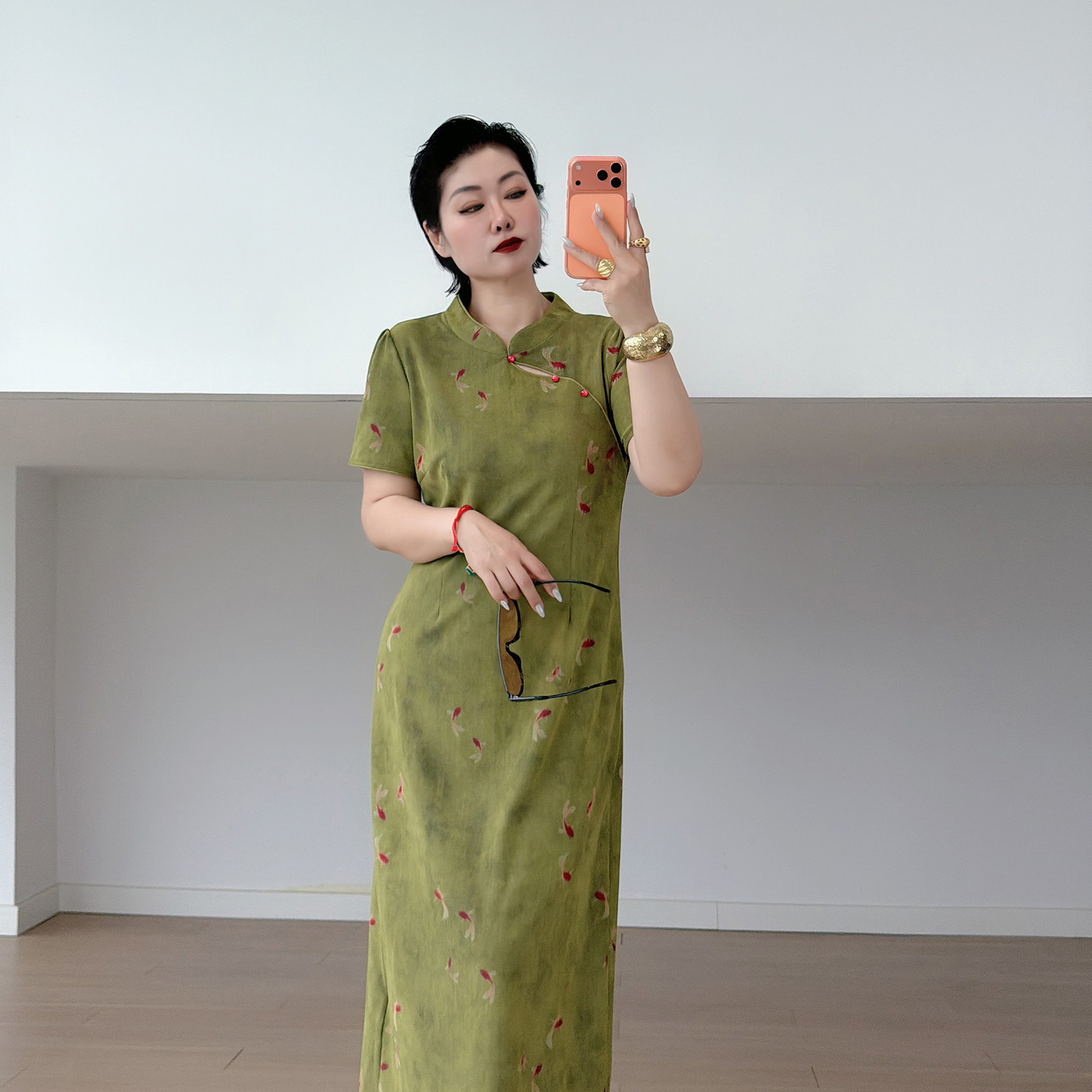 复古改良旗袍连衣裙大码女装立领盘扣200斤胖mm收腰显瘦国风长裙