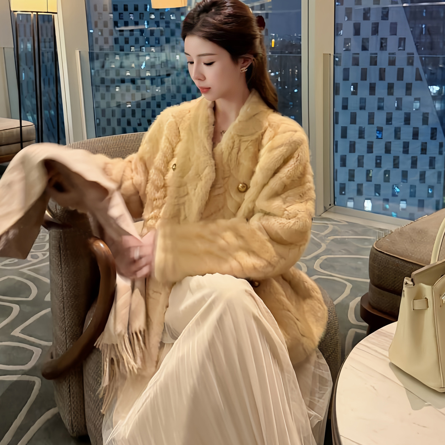 水貂毛毛皮草外套女冬季