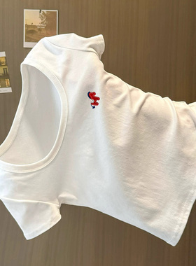 白色正肩U领短袖t恤女夏季甜辣修身显瘦简约百搭chic别致绝美上衣