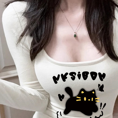 磨毛德绒方领打底衫女秋冬